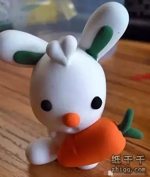 橡皮泥diy可爱小白兔捏出来