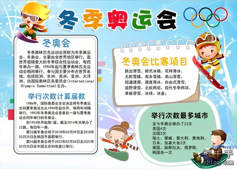 冬奥会手抄报简笔画_奥运会儿童手抄报