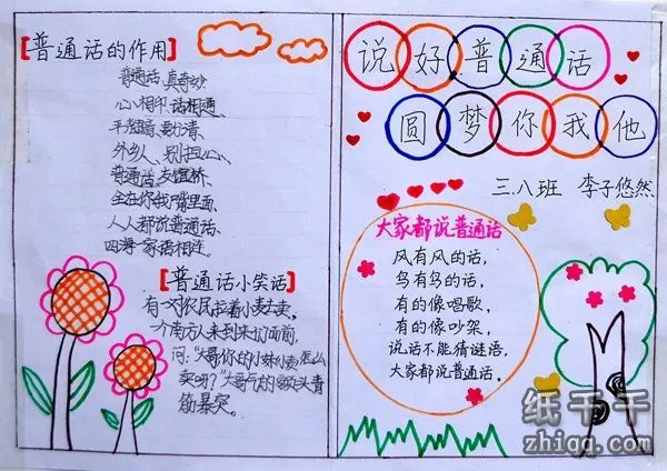校园有关推广普通话手抄报资料