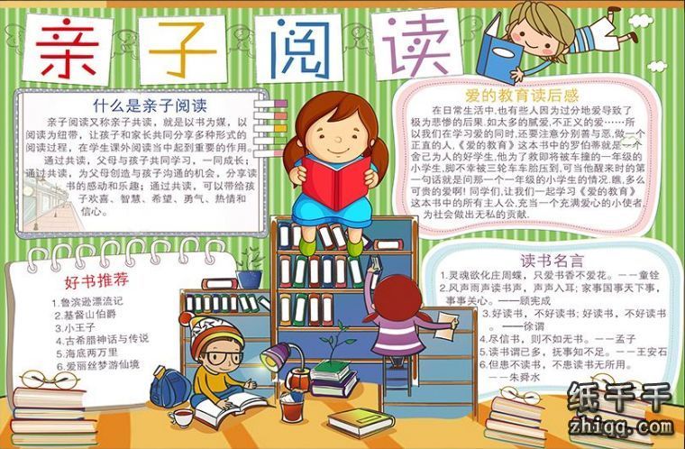 幼儿园亲子读书手抄报内容
